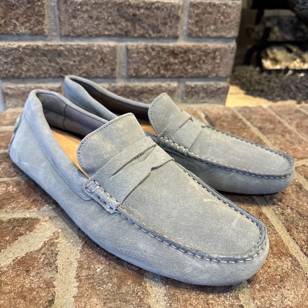 Nordstrom Men's Suede Driving Loafers Light Gray Moccasins Slip On Size 10M #481